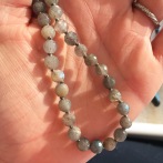 Knotted labradorite necklace.